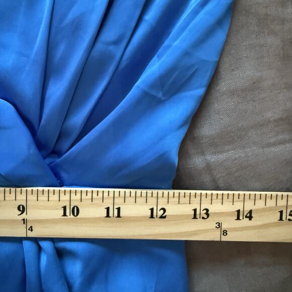 Do and Be Strapless Dress Satin Blue Asymmetrical Hem Elegant Cocktail Size M - Picture 4 of 8